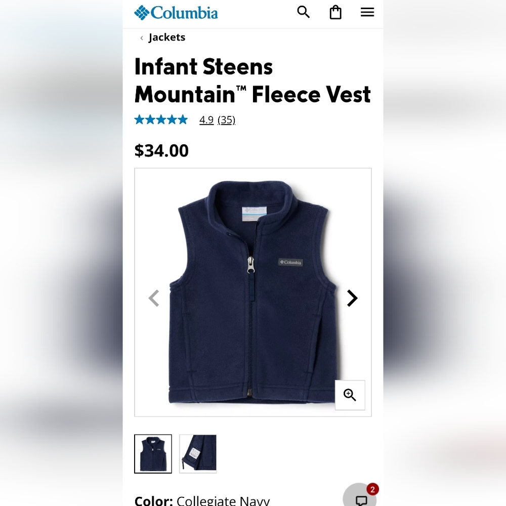 Columbia Infant Steens Mountain™ Fleece Vest 6-12 months